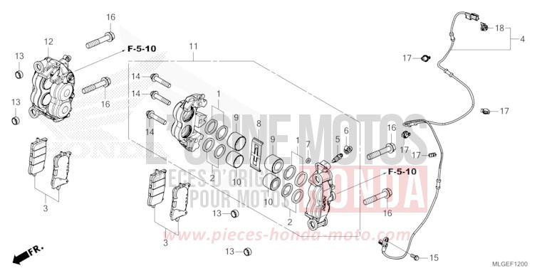 VORDERRAD-BREMSSATTEL von Africa Twin DCT MAT IRIDIUM GRAY METALLIC (NHC64) von 2023